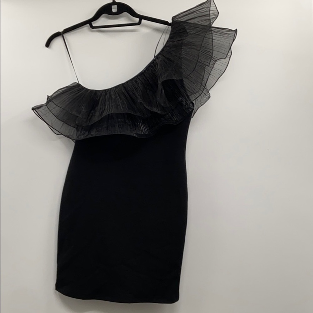Zara organza asymmetrical black mini dress - Picture 5 of 16